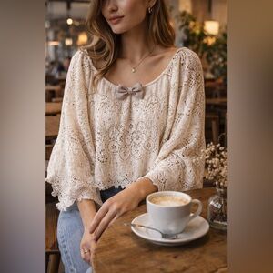 Handmade 🧵 🪡 Upcycled Vintage Lace Boho Top